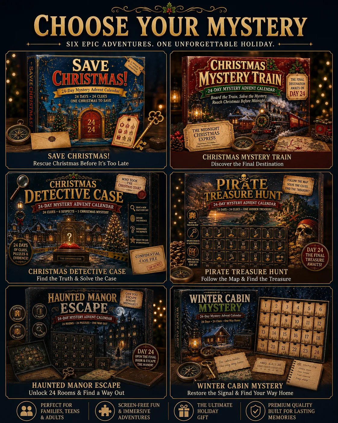 Six Mystery Adventure Themes