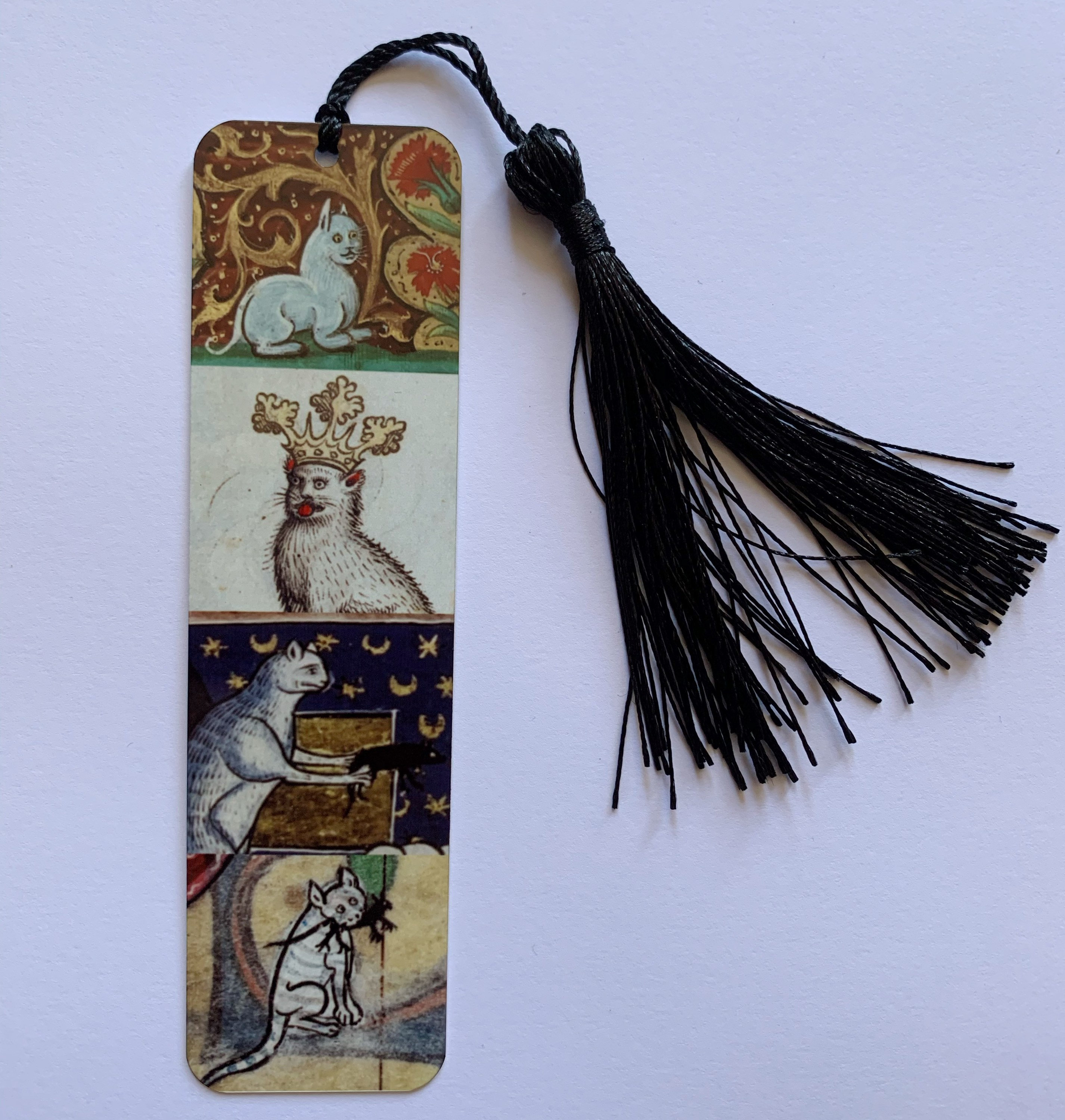 Medieval book narration painted pattern metal bookmark