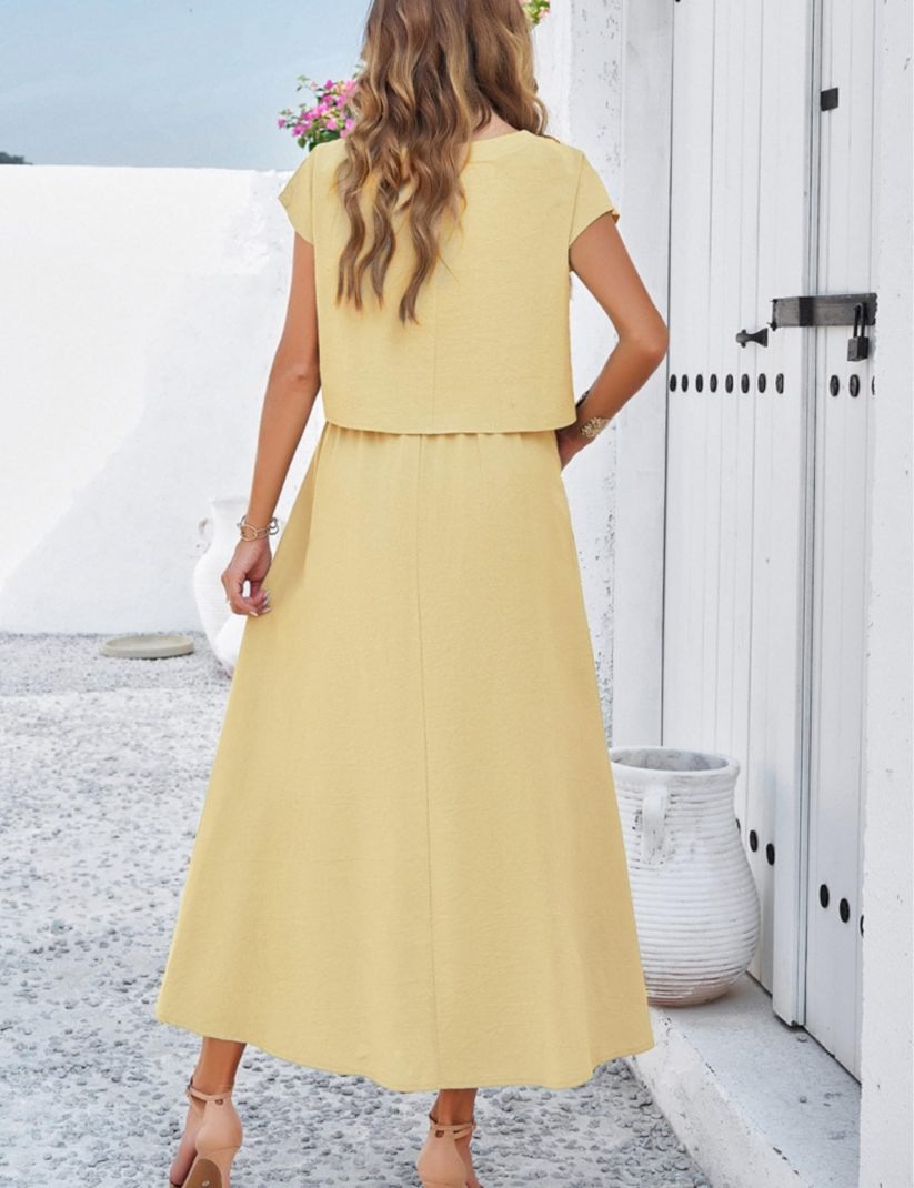 Women's Cap Sleeve Top Long Dress Set(Buy 2 Free Shipping)