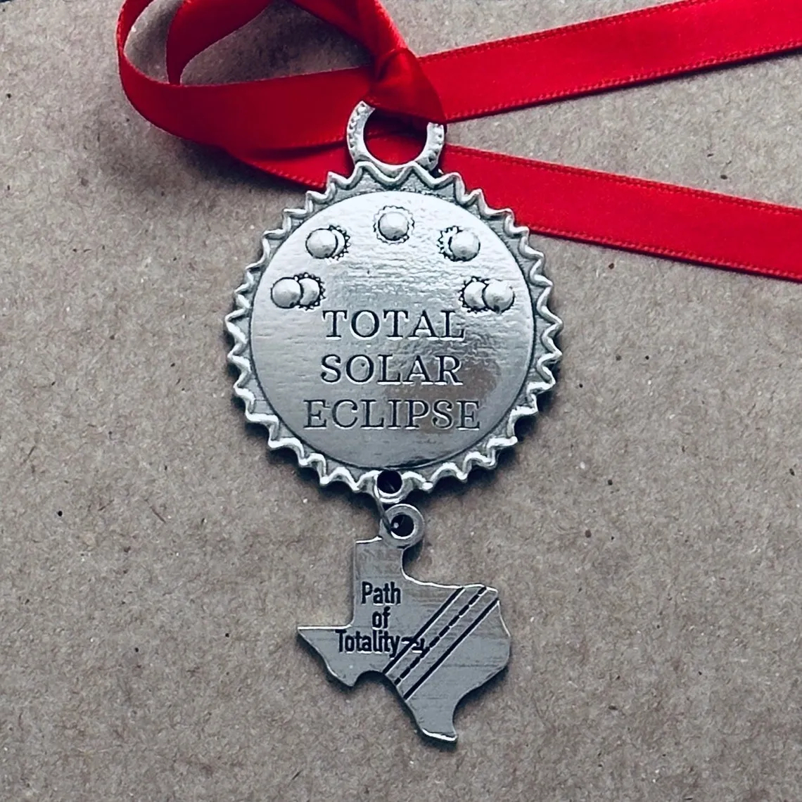 2024 Total Solar Eclipse Pewter Ornament - North American Eclipse Souvenir