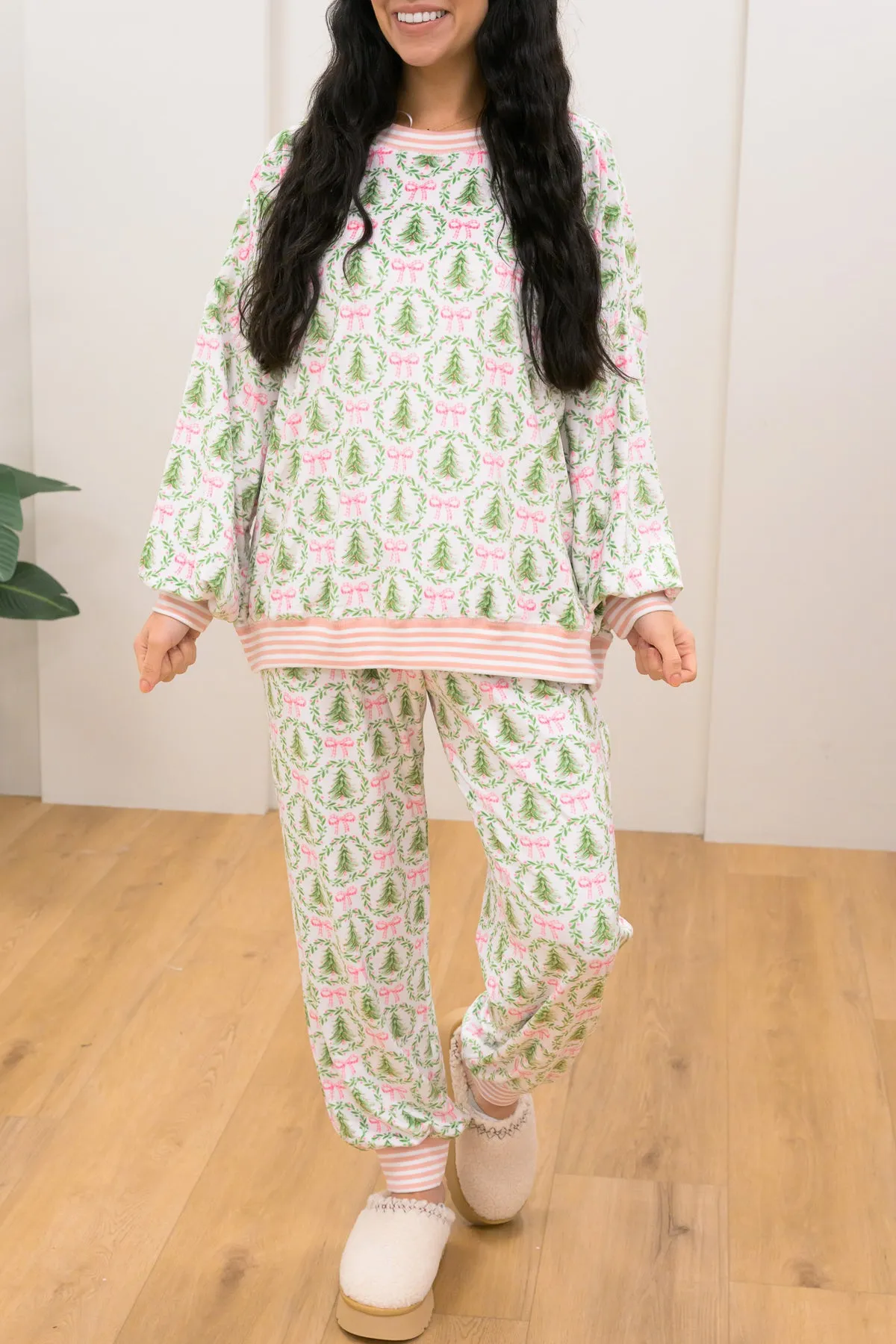 Christmas Trees and Bows Pajama Set (Buy 2 Free Shipping)