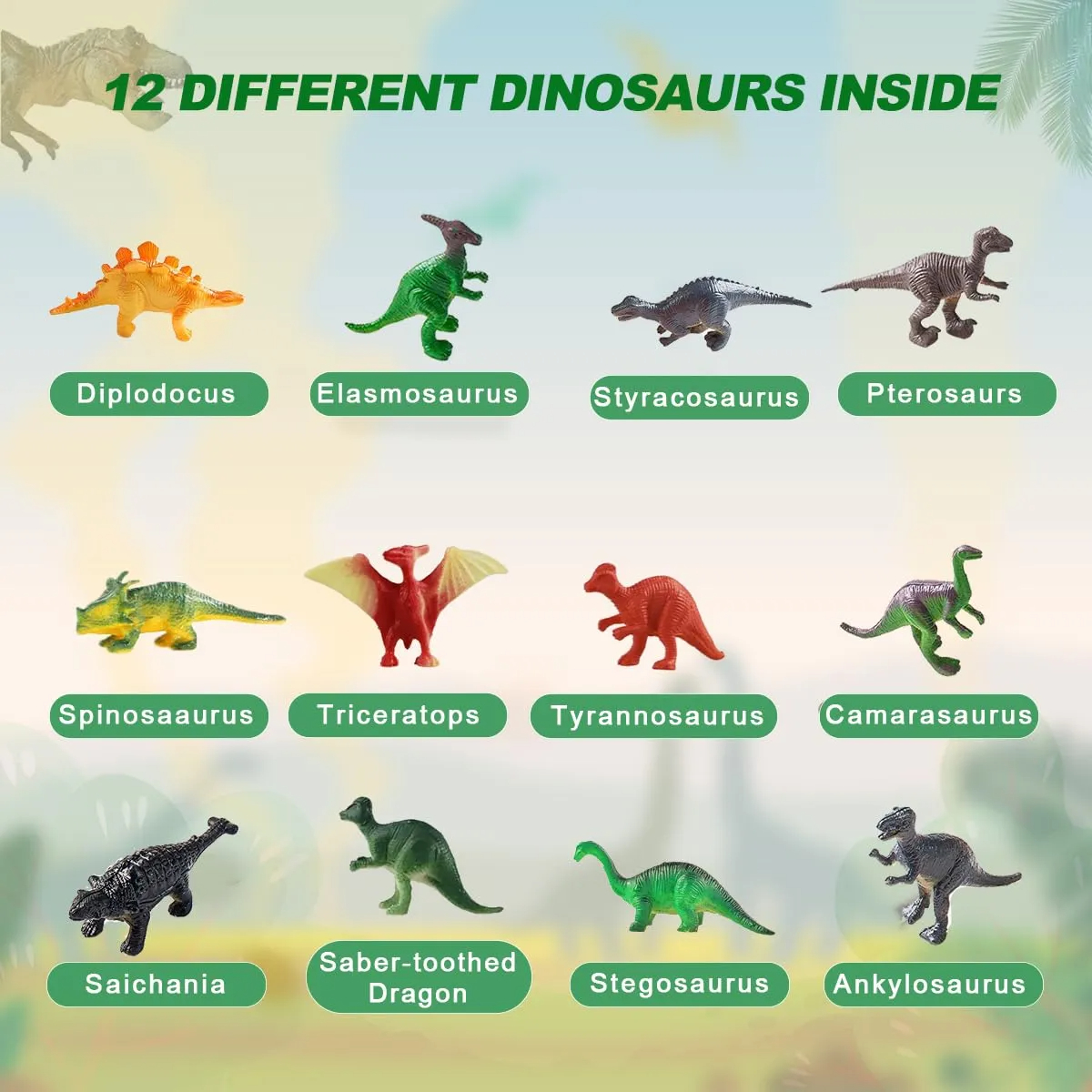 Dino Eggs Dig Kit with Toys for Kids - 12 Unique Dinosaur Eggs