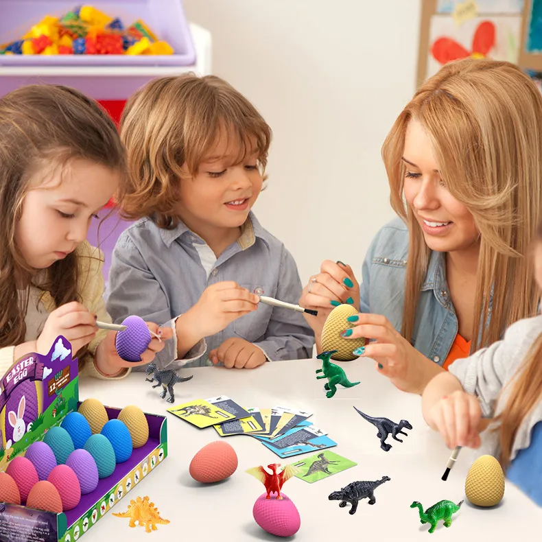 Dino Eggs Dig Kit with Toys for Kids - 12 Unique Dinosaur Eggs