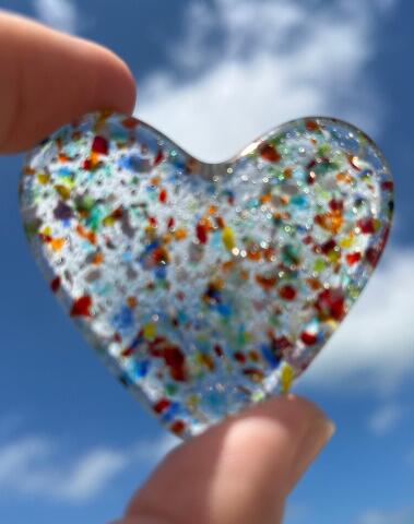 Glass Heart, Fused Glass Pocket Heart