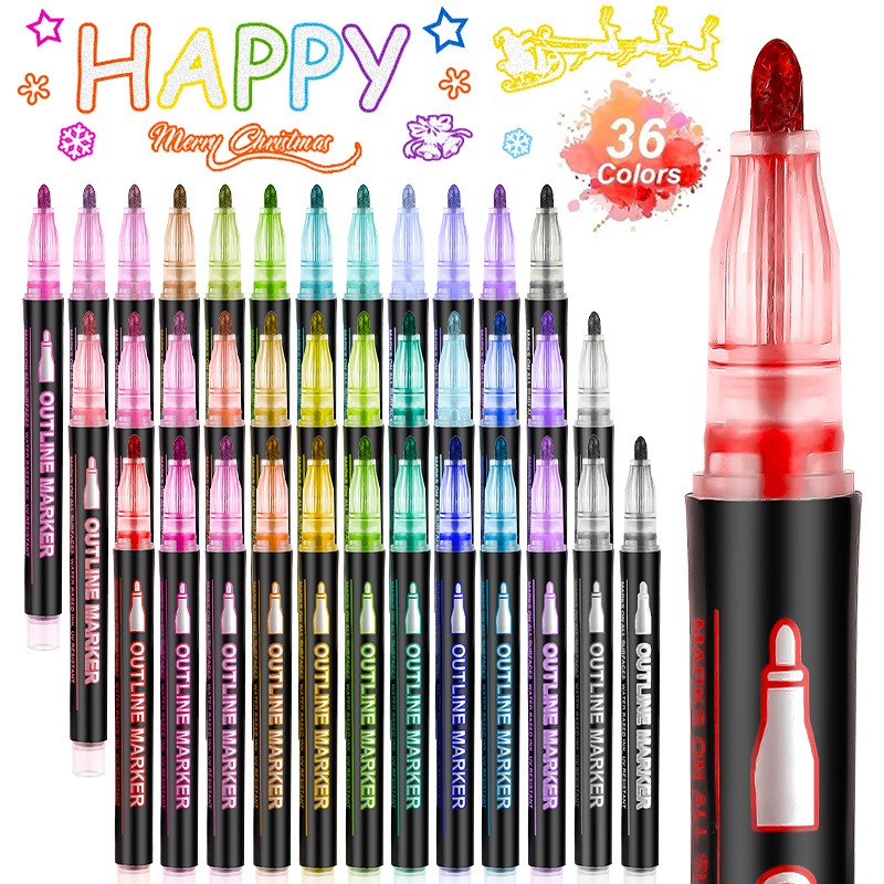 🎈Back-to-School🚌Colorful Double Line Outline Pen