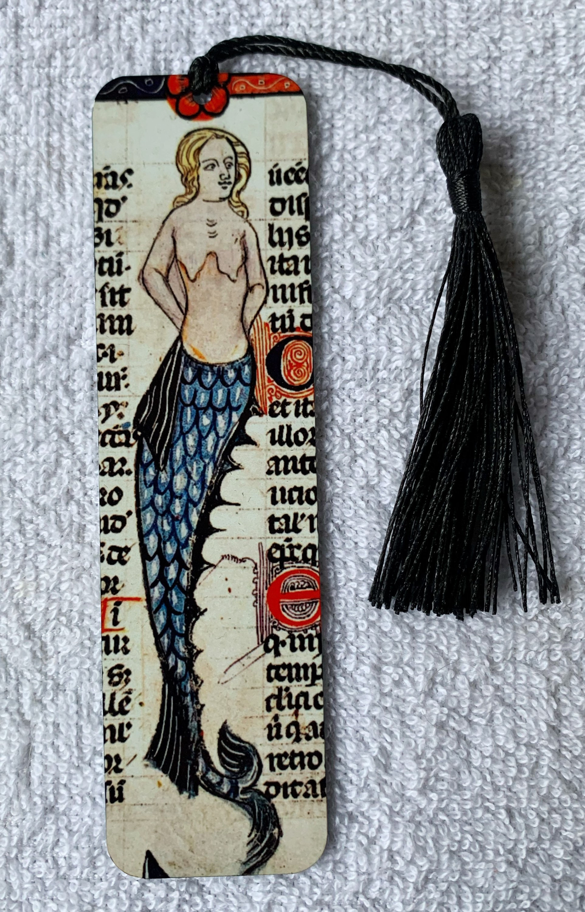 Medieval book narration painted pattern metal bookmark