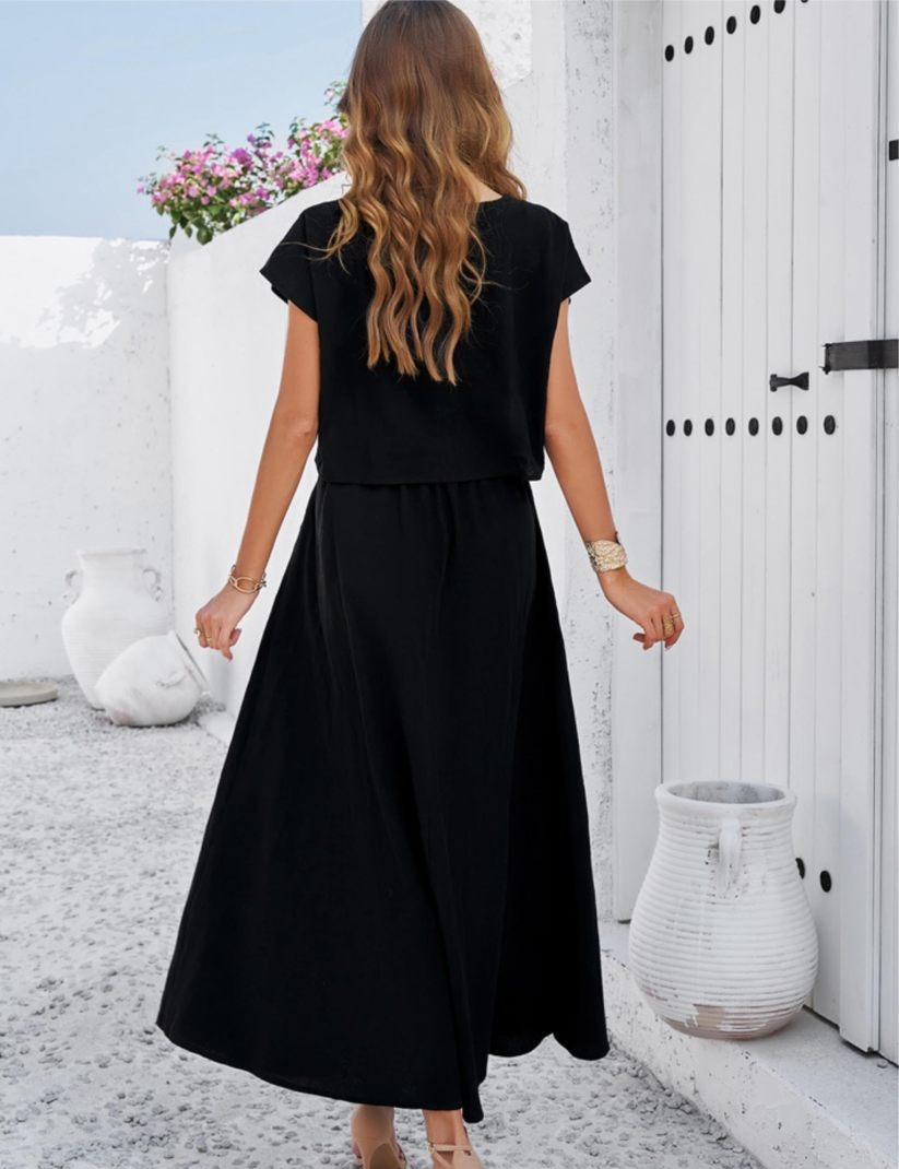 Women's Cap Sleeve Top Long Dress Set(Buy 2 Free Shipping)