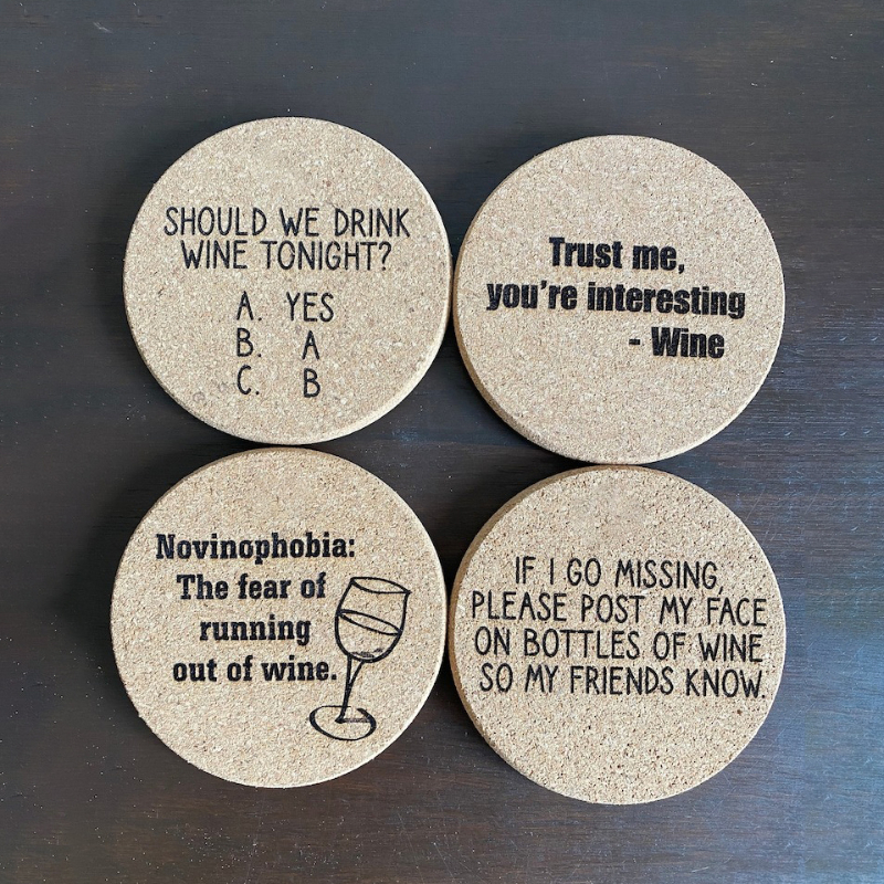 😂Humorous Cork Wine Coasters