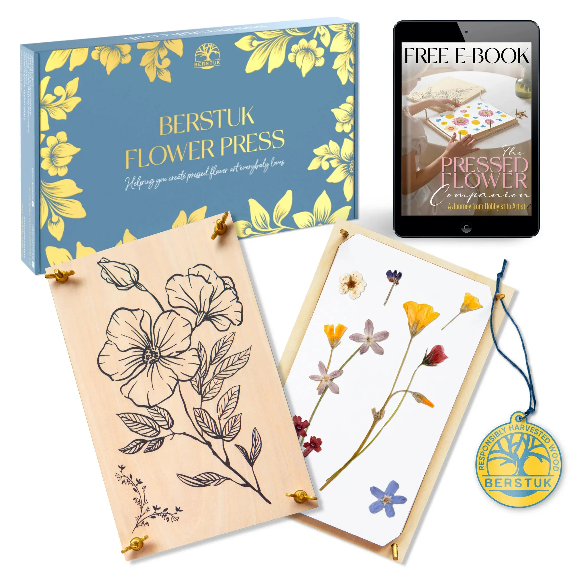 🌸Wooden Flower Press Kit - 🎁Great Gift For Arts and Crafts Lovers