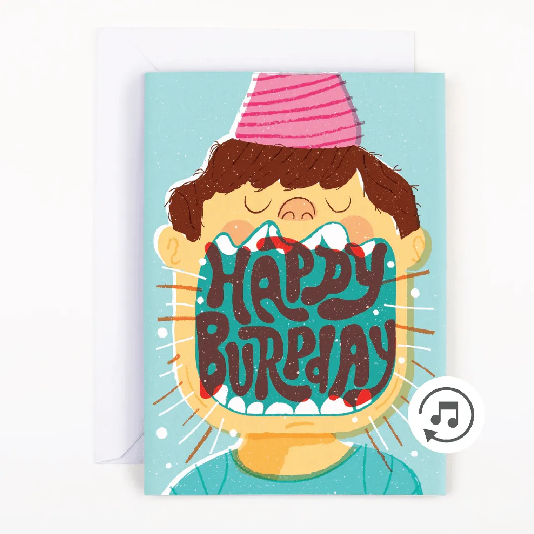 ENDLESS HAPPY BIRTHDAY BURPS 😮‍💨🔊 - JOKER GREETING PRANK CARD (GLITTER + SOUND)