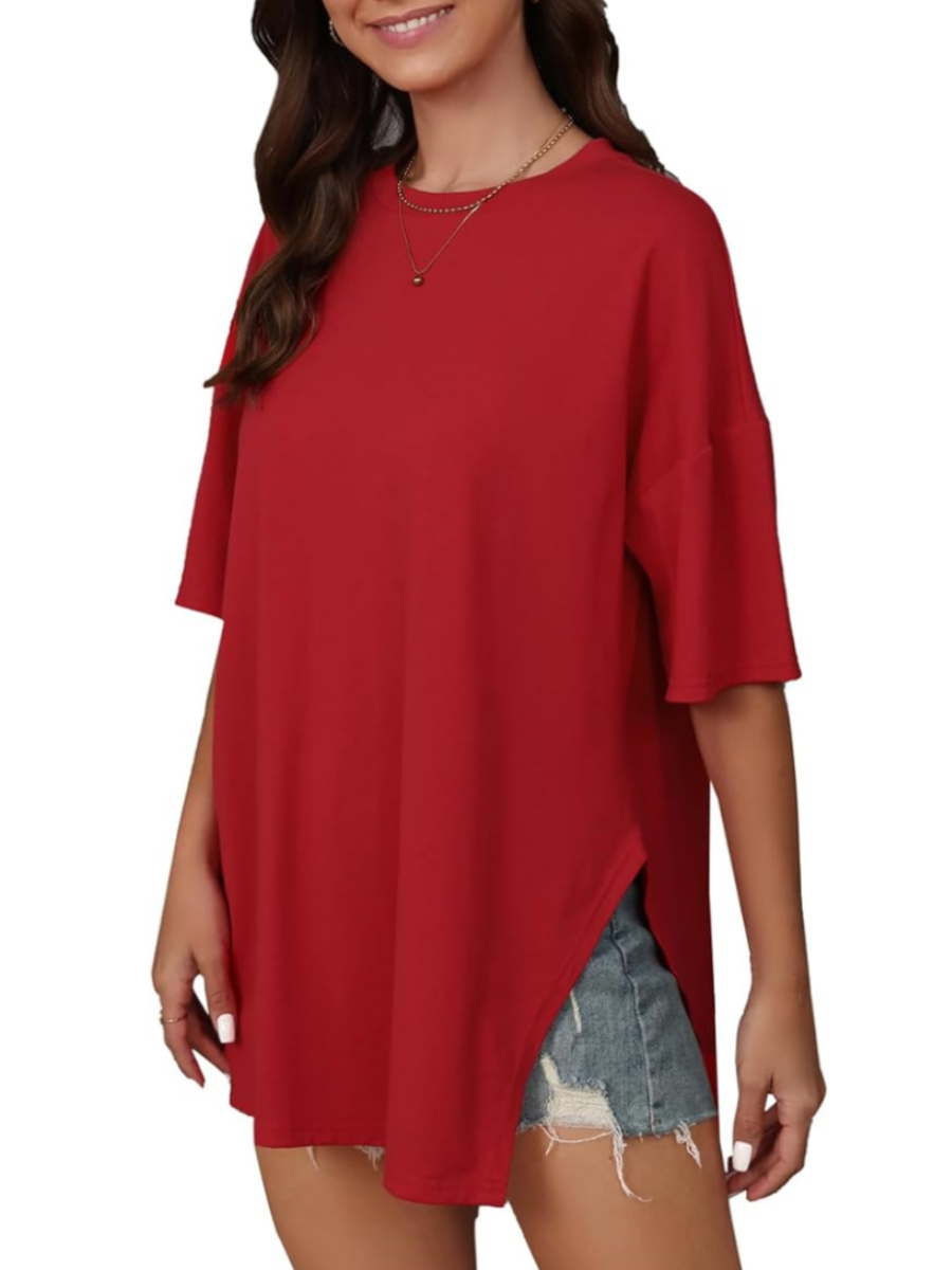 Casual Loose Side Slit Medium Sleeve T-Shirt Tops (Buy 2 Free Shipping)