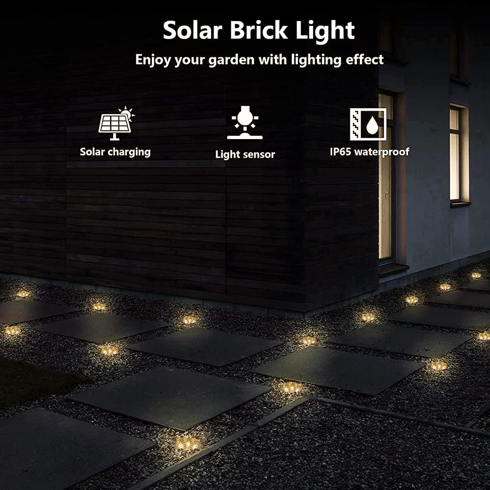 Solar LED Ice Cube Brick Waterproof Pathway Lights