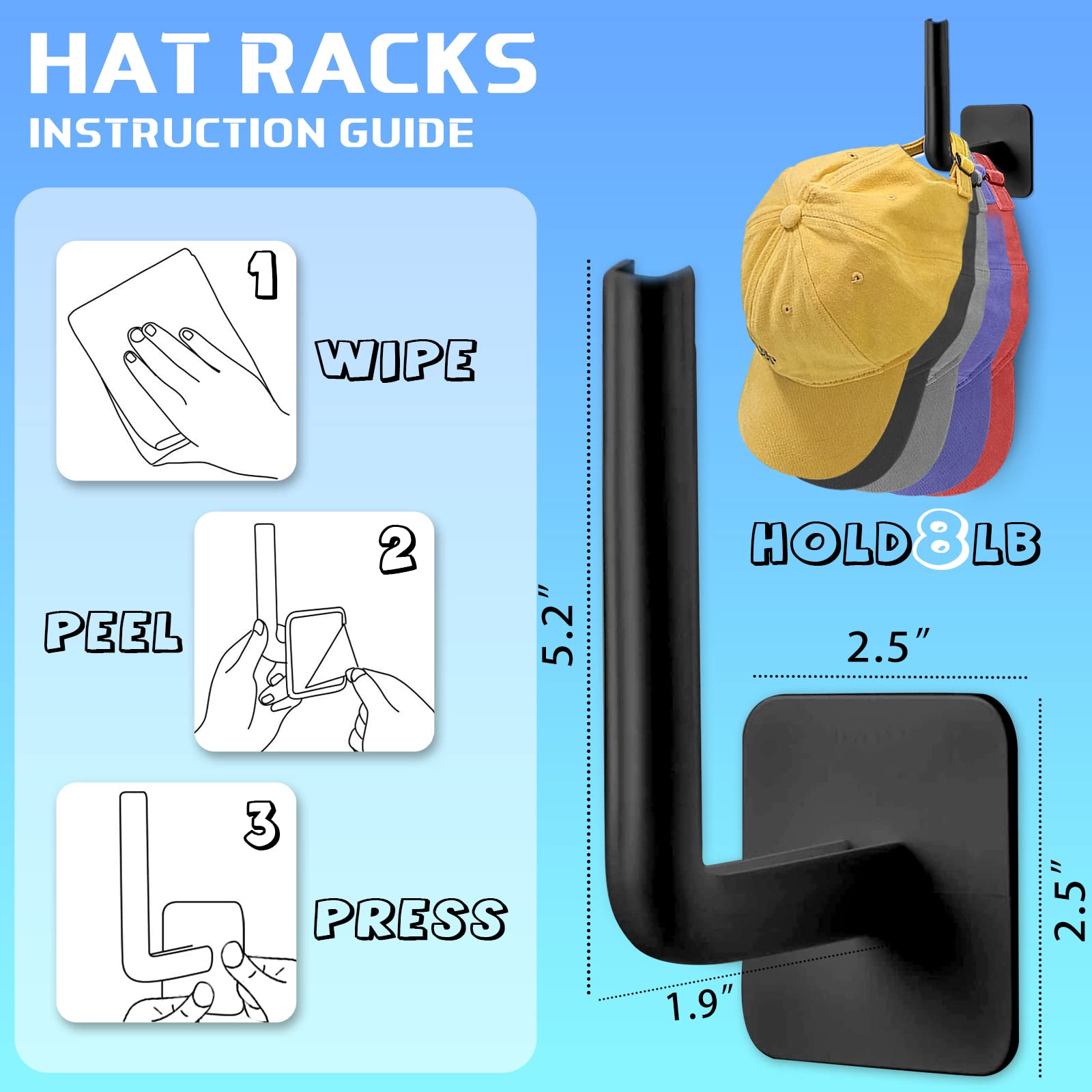 HAT RACK FOR WALL HAT ORGANIZER