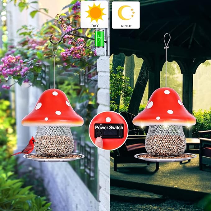 Mushroom Solar Bird Feeder -Bird Love's Choice🐦