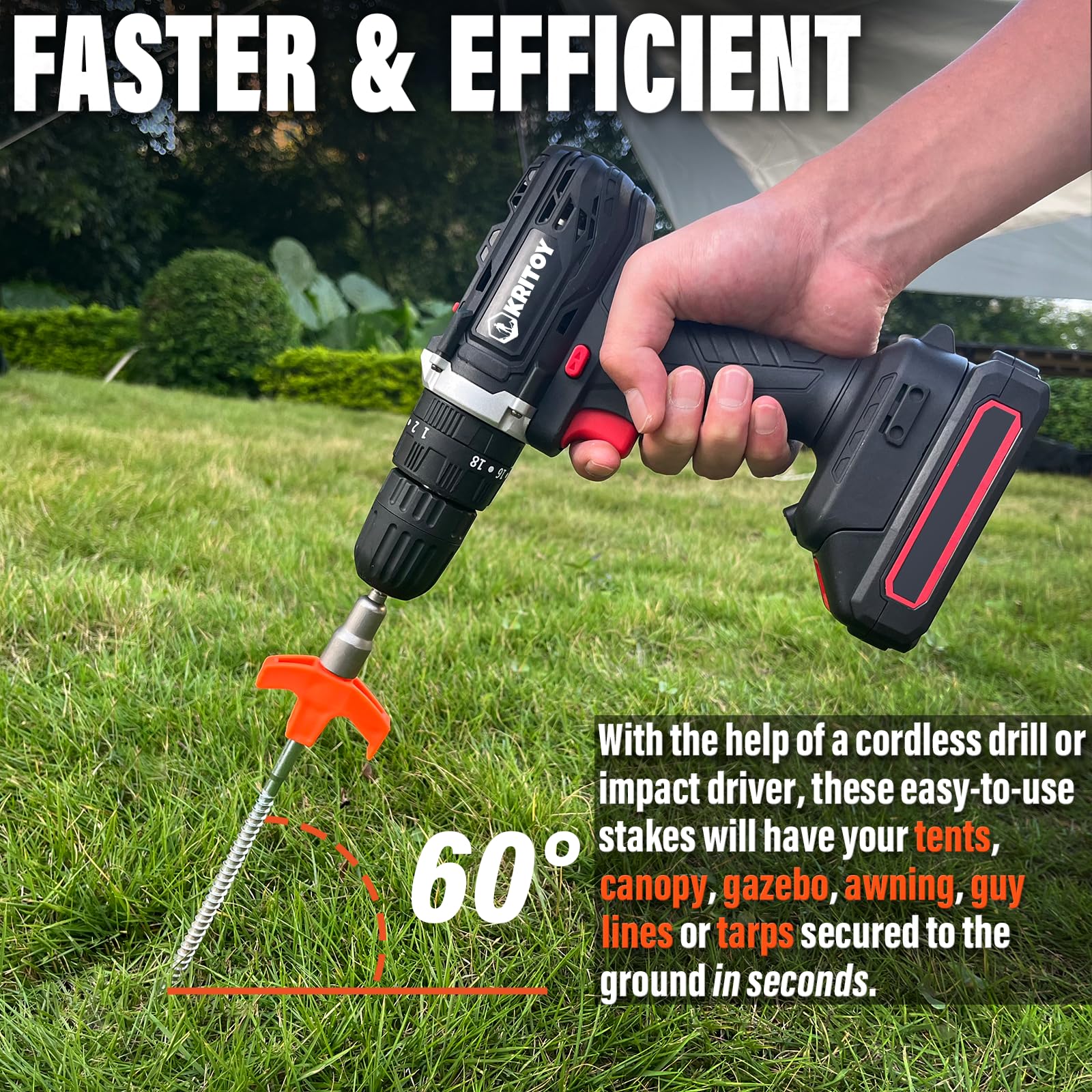 8" Screw in Tent Stakes - Ground Anchors Screw in