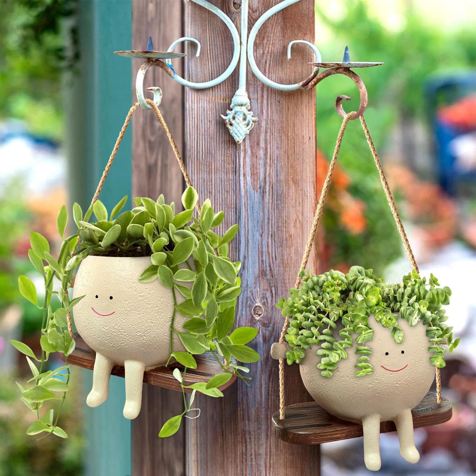 🌱Cute Planter-Smiling Man On A Swing😊