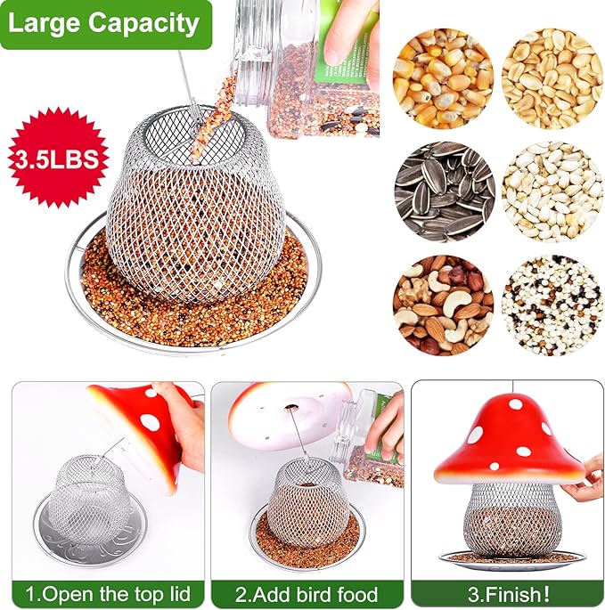 Mushroom Solar Bird Feeder -Bird Love's Choice🐦
