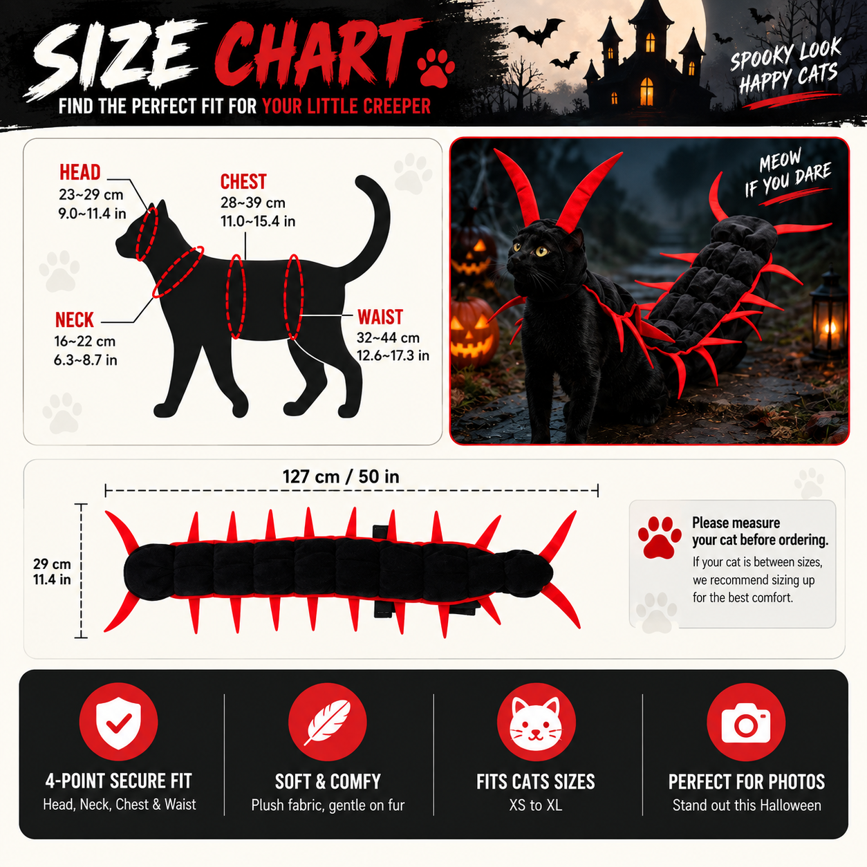 Halloween centipede cat costume feature image
