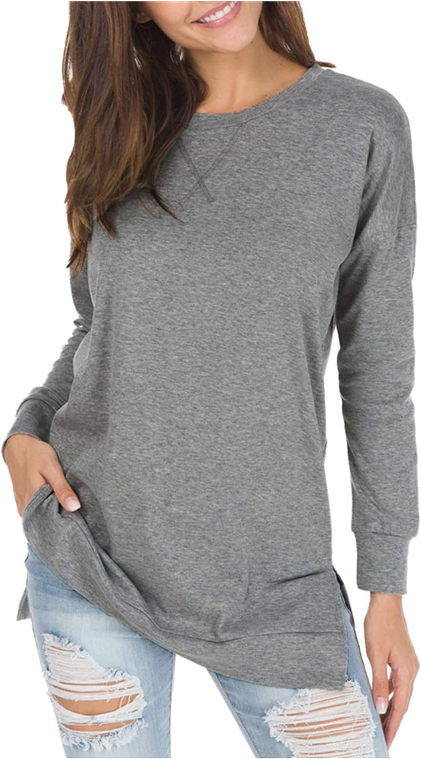 Women's Long Sleeve Side Slit Loose Tops (Buy 3 Free Shipping)