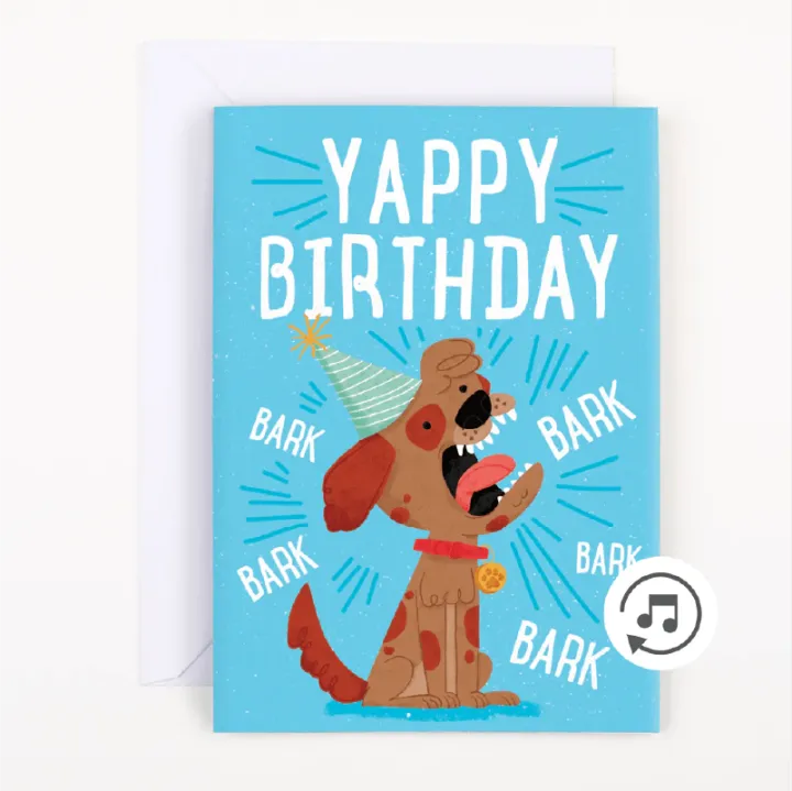 BARKING BIRTHDAY 🐶🔊 - JOKER GREETING PRANK CARD (GLITTER + SOUND)