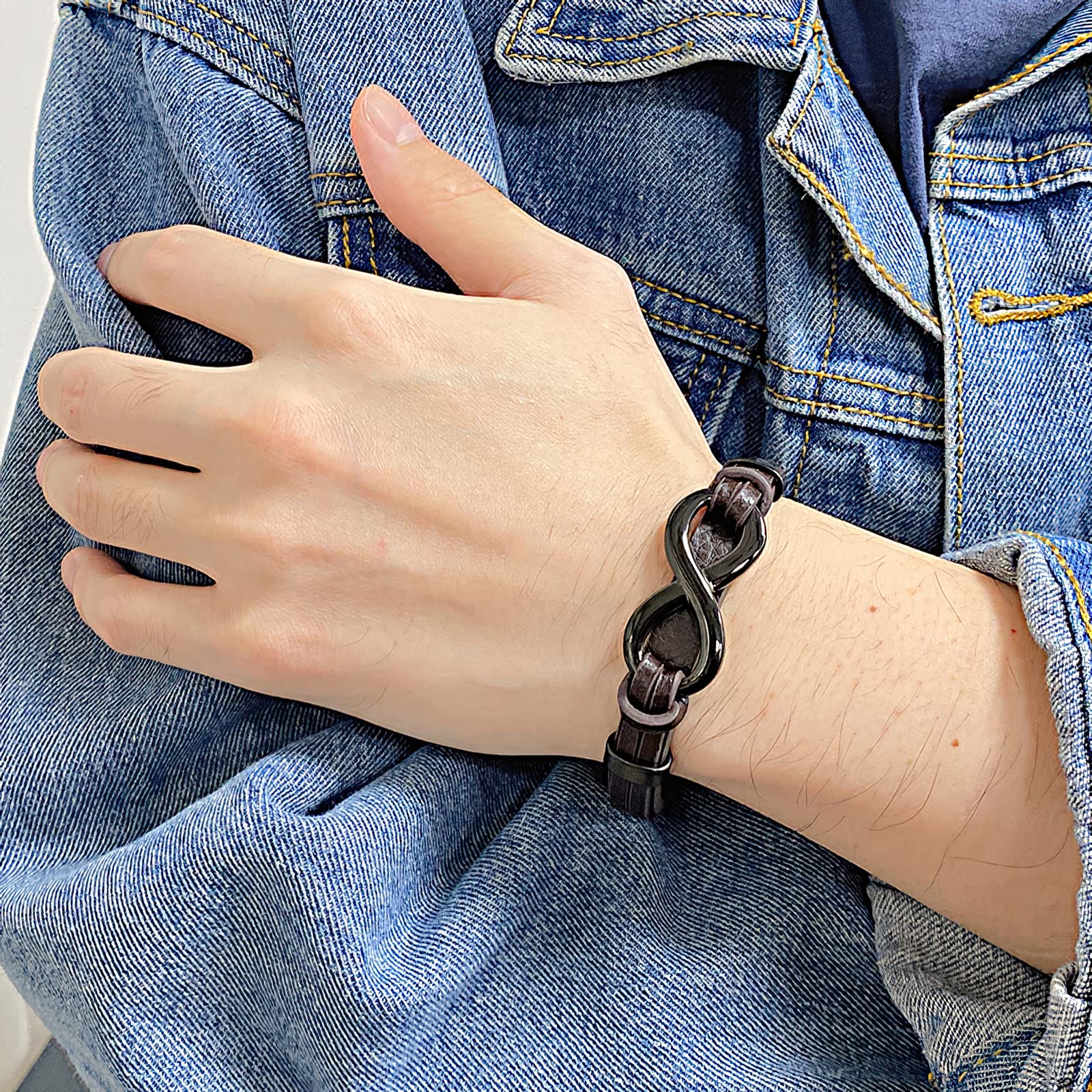 Men's Leather Infinity Bracelet