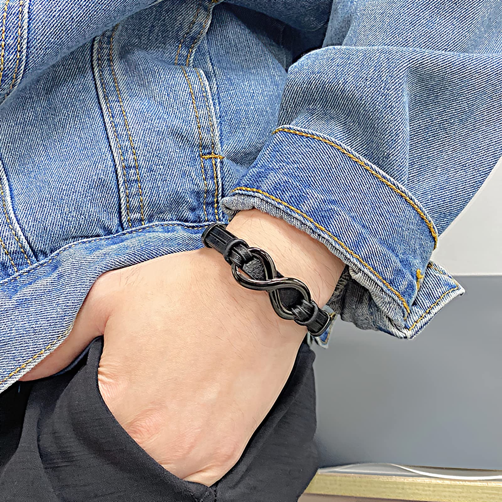 Men's Leather Infinity Bracelet