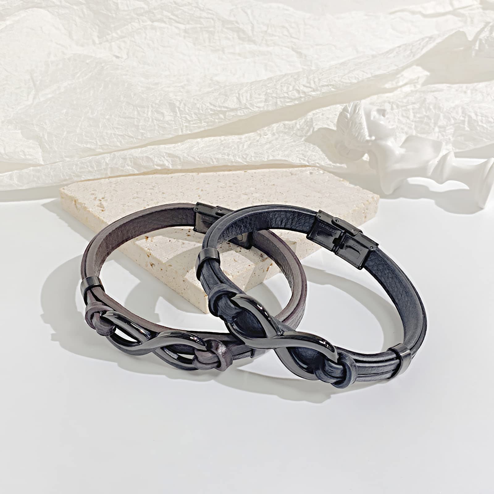 Men's Leather Infinity Bracelet