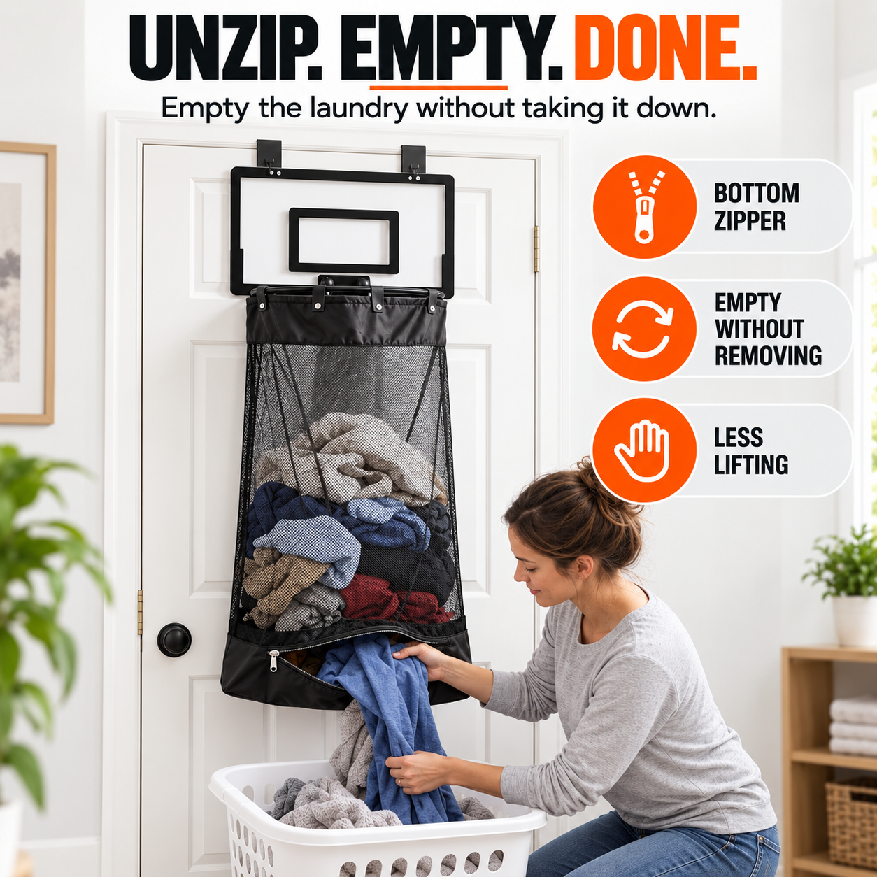 🏀 2-in-1 Door Hanging Laundry Basket with Basketball Hoop – Fun & Functional Storage!