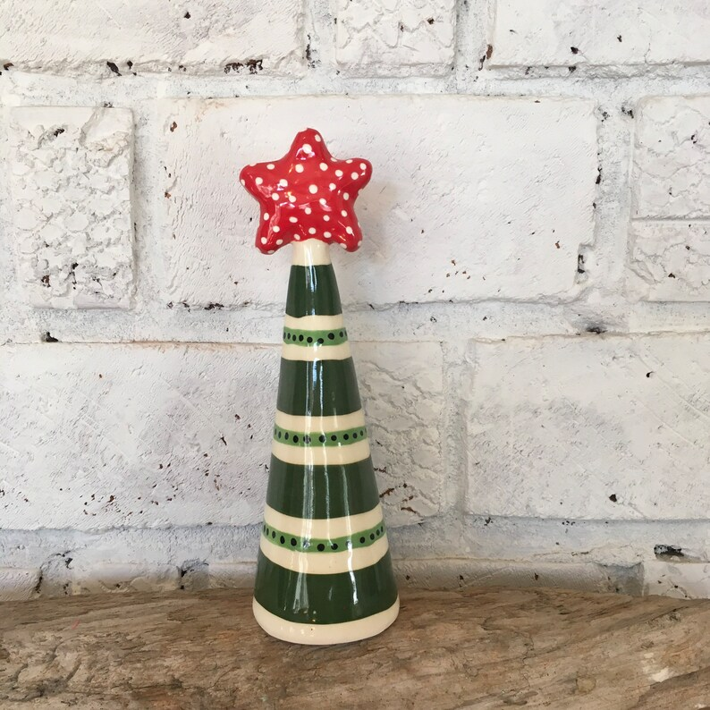 Ceramic Christmas Tree, Small Batch Pottery, Whimsical Christmas, happy art