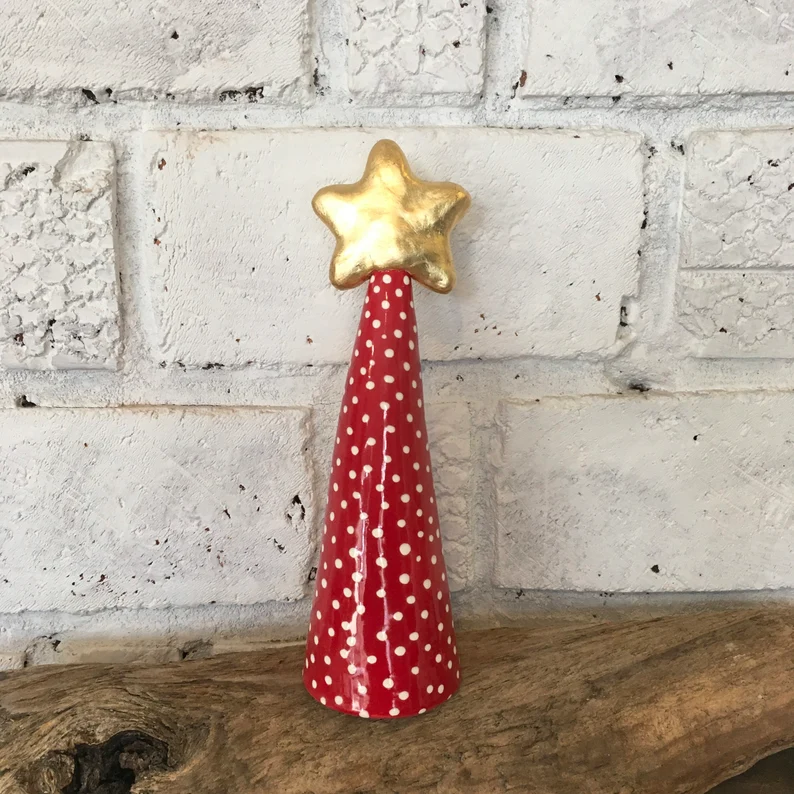 Ceramic Christmas Tree, Small Batch Pottery, Whimsical Christmas, happy art