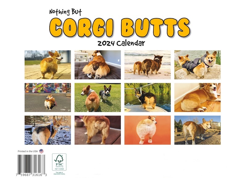 Corgi Butts 2024 Funny Dog Calendar