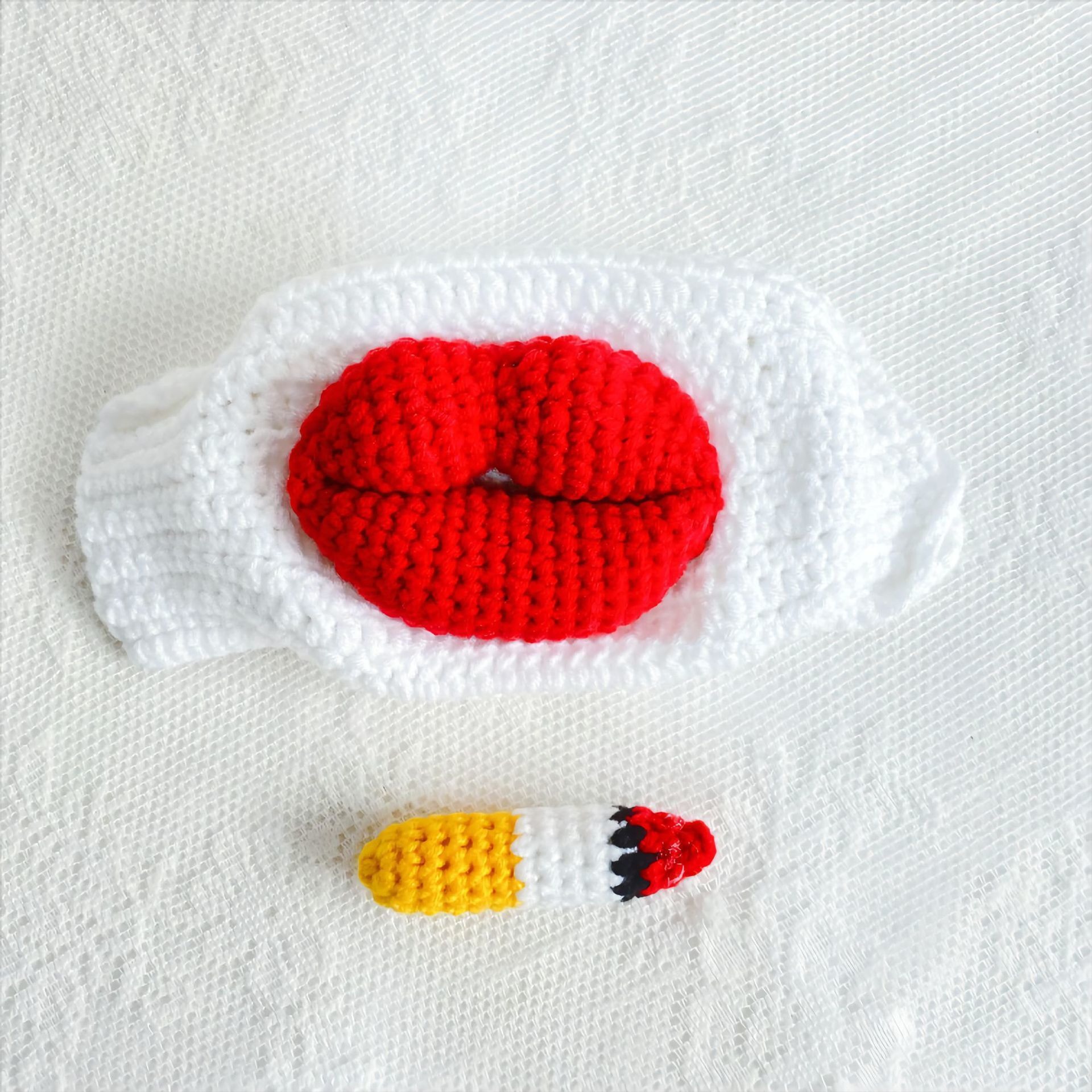 🤣Sausage Mouth Hand Knitted Mask👄