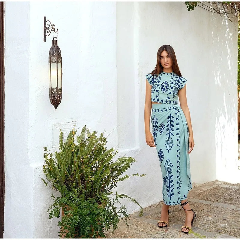 Crop Top And Skirt Set