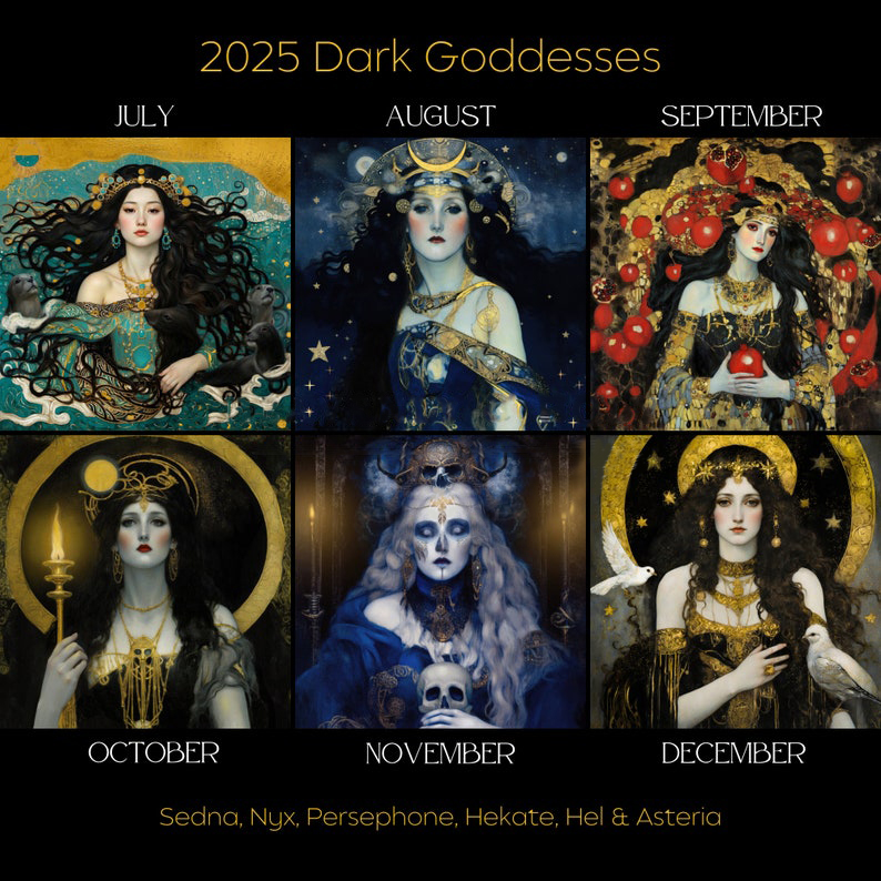 Dark Goddess 2025 Moon Phase Calendar