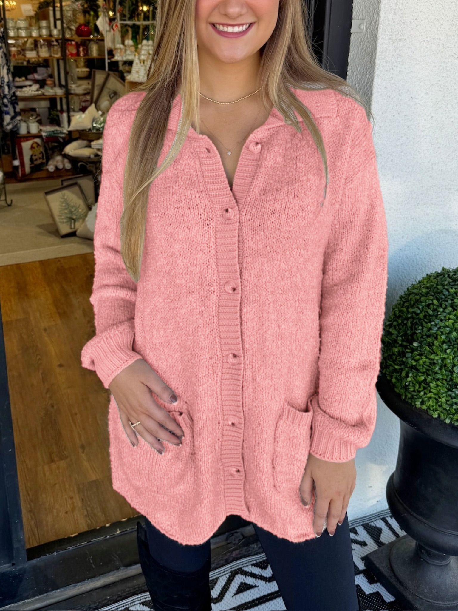 Button Pocket Knitted Cardigan