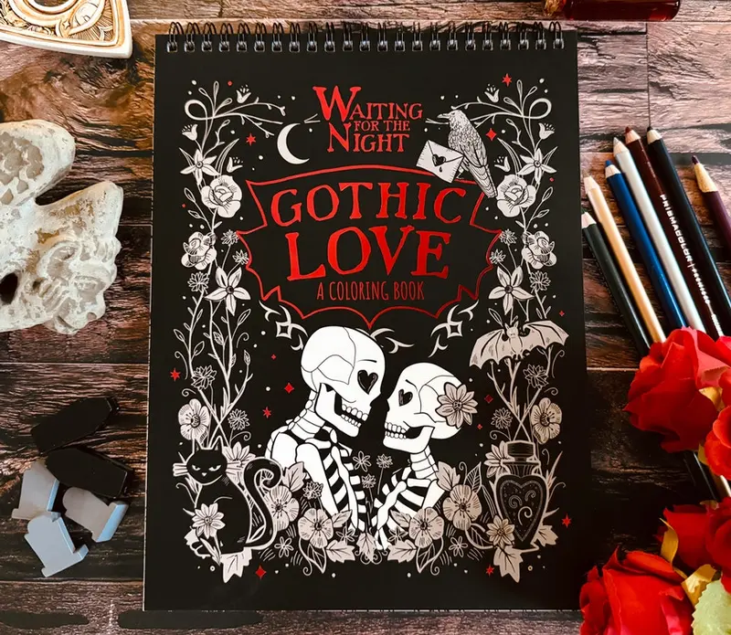 🖤Waiting for the Night: Gothic Love Coloring Book 🥀🦇