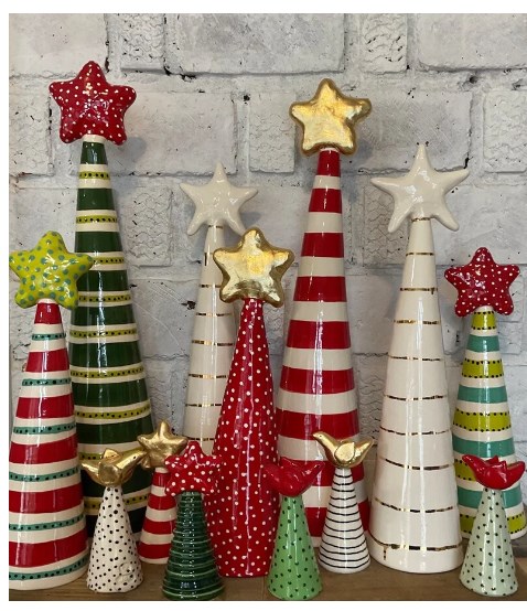 Ceramic Christmas Tree, Small Batch Pottery, Whimsical Christmas, happy art