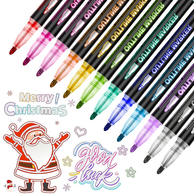 🎈Back-to-School🚌Colorful Double Line Outline Pen