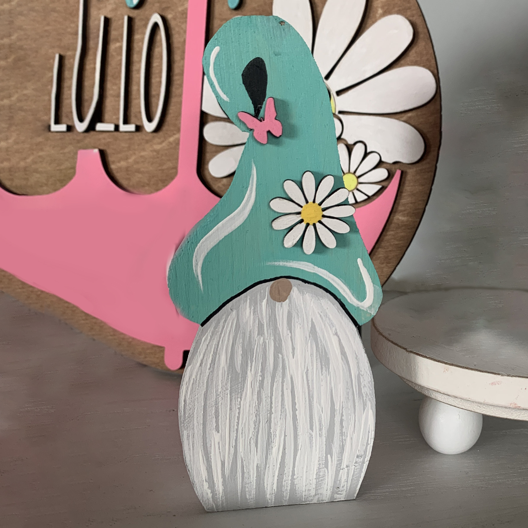 Spring Gnome Tiered Tray Decor