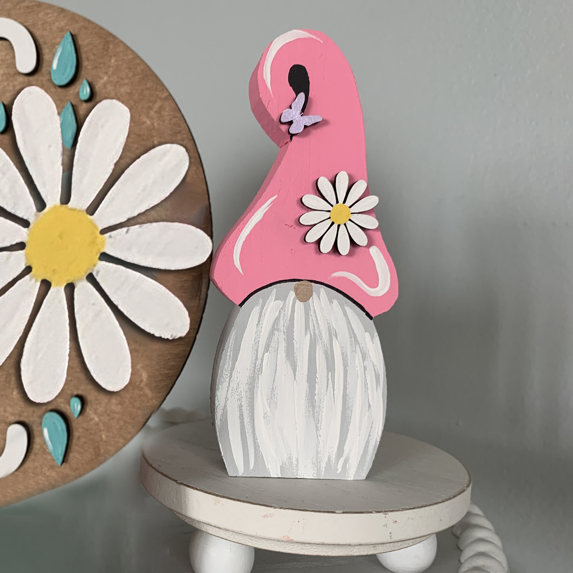 Spring Gnome Tiered Tray Decor