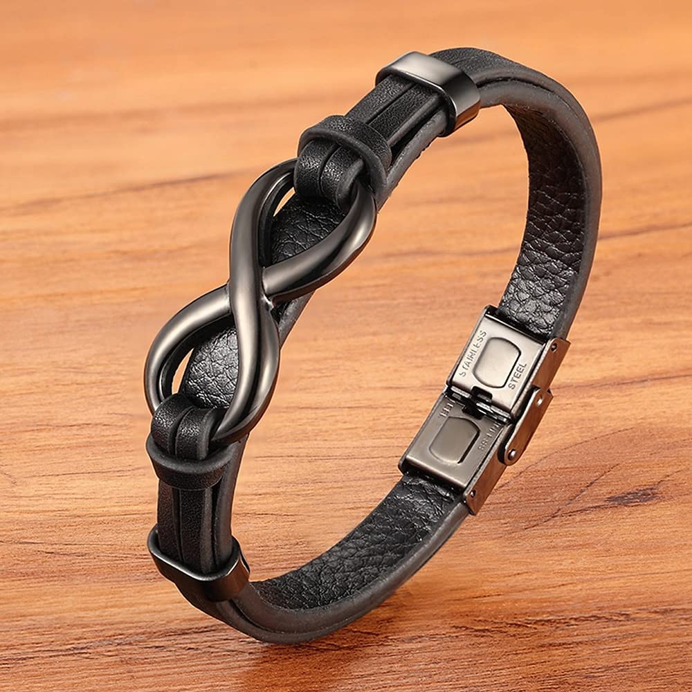 Men's Leather Infinity Bracelet