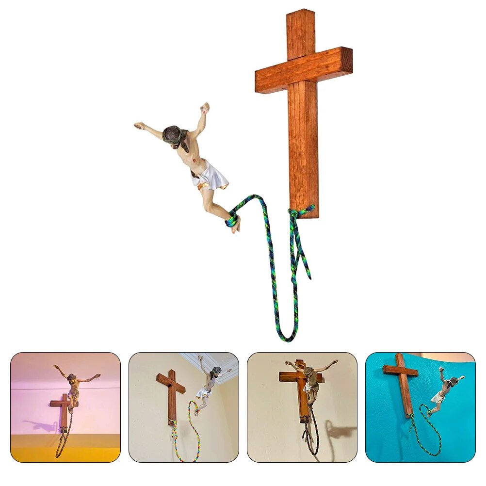 Wall Bungee Jumping Jesus Cross Ornament 