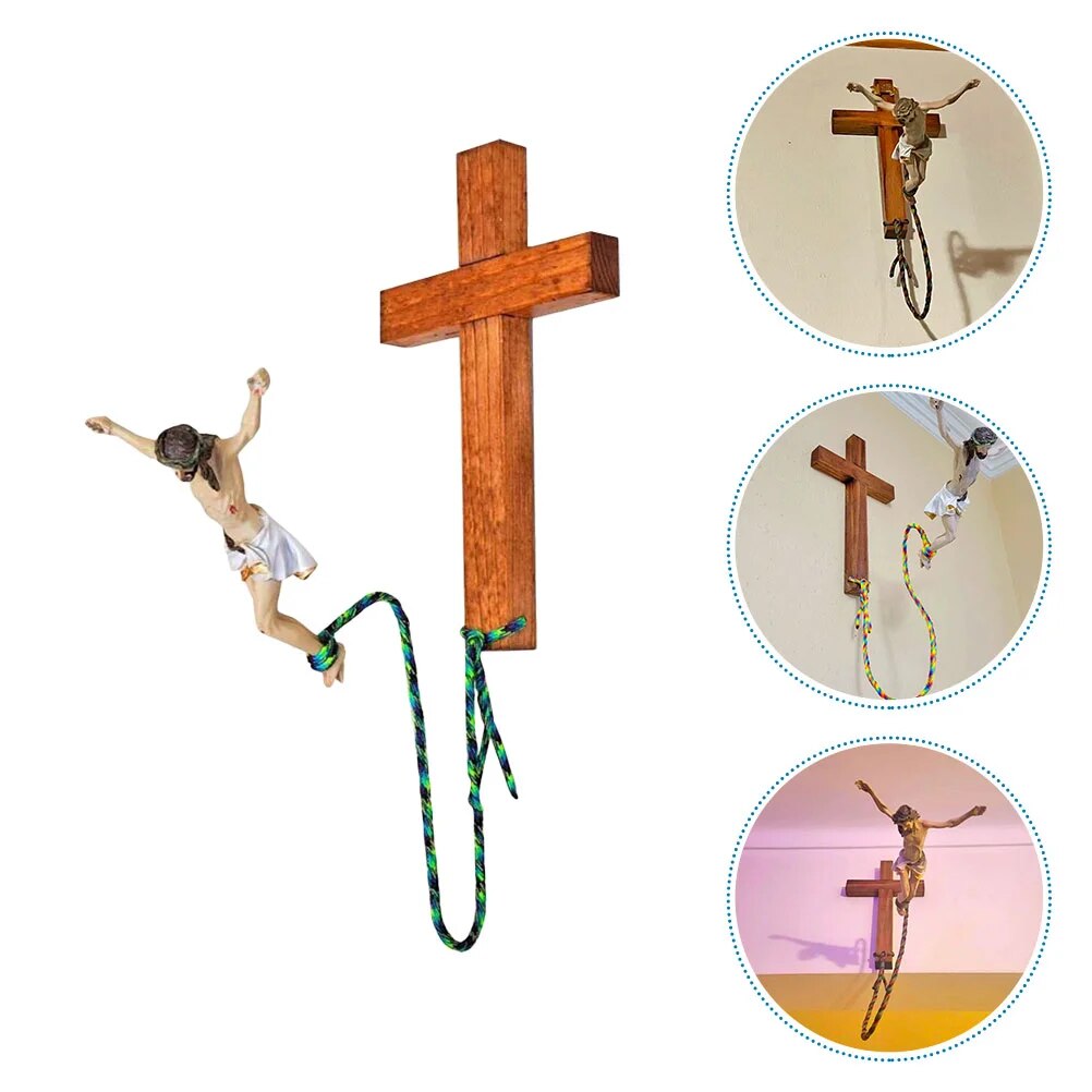 Wall Bungee Jumping Jesus Cross Ornament 