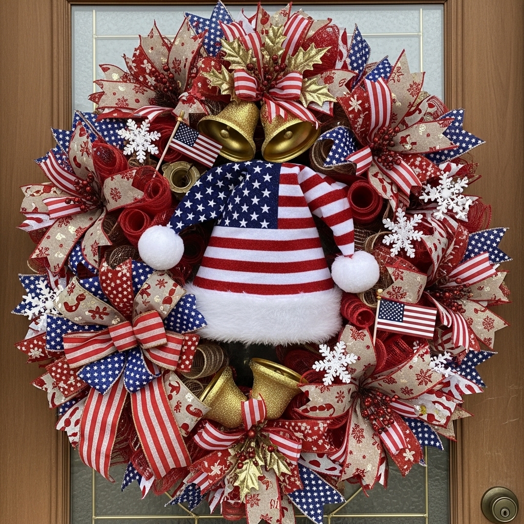 Handmade American Patriotic Xmas Wreath