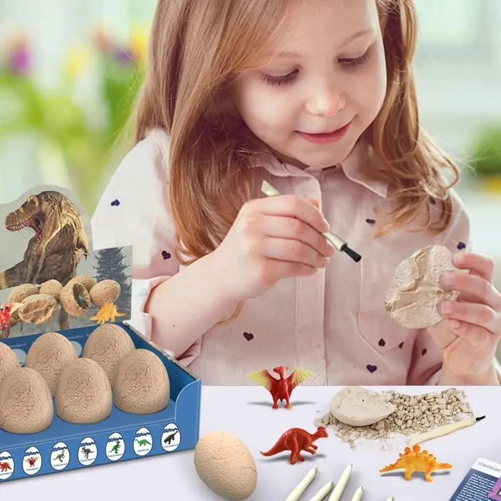 Dino Eggs Dig Kit with Toys for Kids - 12 Unique Dinosaur Eggs