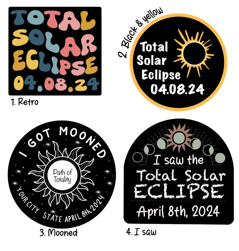 Total Solar Eclipse State Stickers(Set of 4)