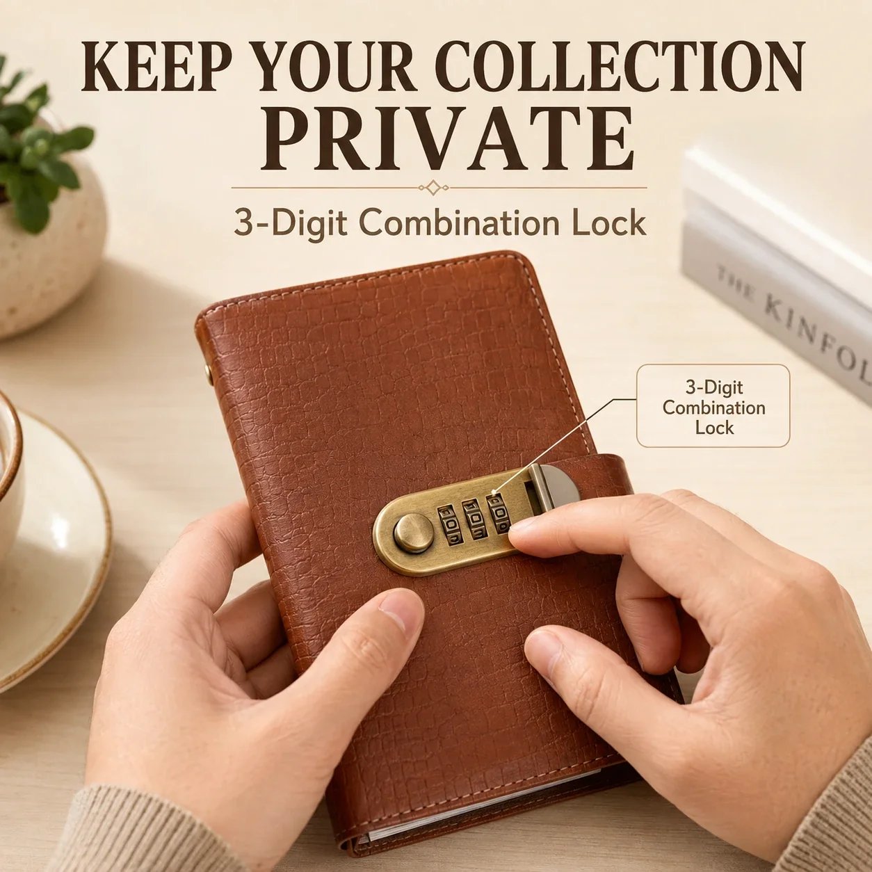 Banknote collection booklet with 3-digit combination lock
