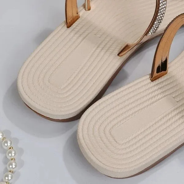 🔥Summer Discount - 50% OFF🌹2024 Summer New Shiny Flat Shoes Rhinestone Sandals