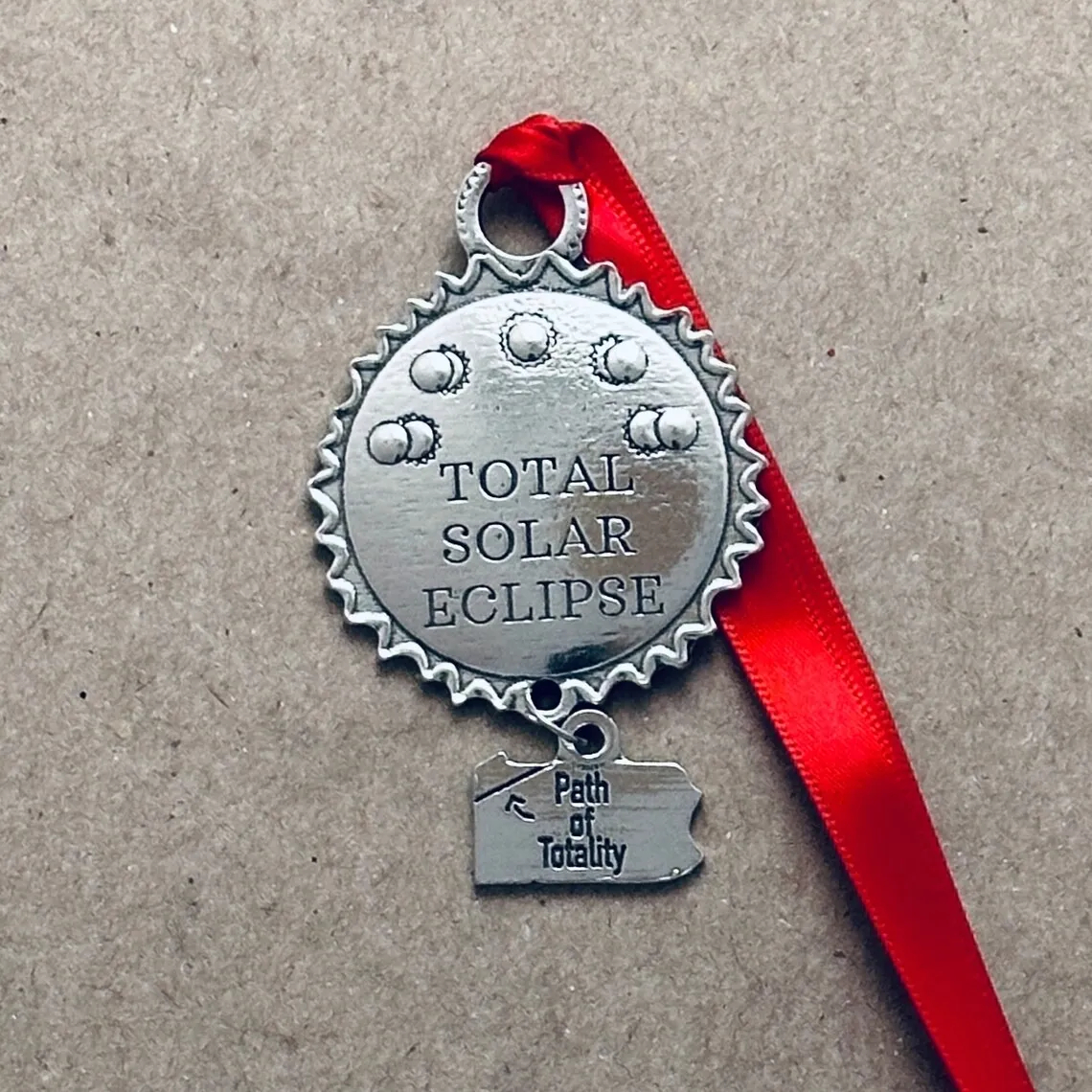 2024 Total Solar Eclipse Pewter Ornament - North American Eclipse Souvenir