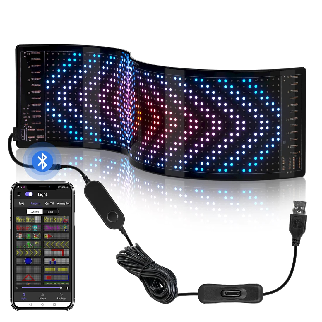 Ultra-Thin flexible USB car LED Bluetooth advertising screen